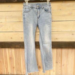 6 Denim Jeans Raw Hem Flare Light Wash Size Small